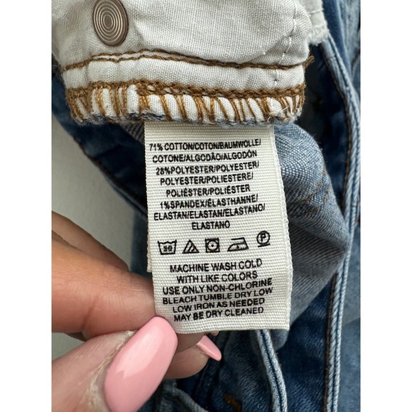 Free People Distressed Knee Fray Hem Denim Jeans Light Wash Size 25 - Picture 4 of 8